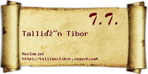 Tallián Tibor névjegykártya